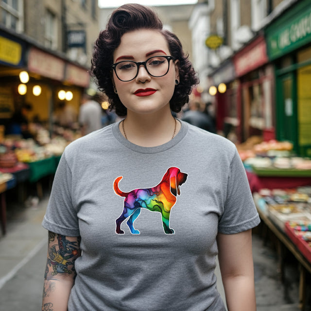 Rainbow Bloodhound T-shirt,Pride Shirt,Dog Lover Top,Rainbow Animals,LGBTQ+ Tee, Bloodhound Owner gift