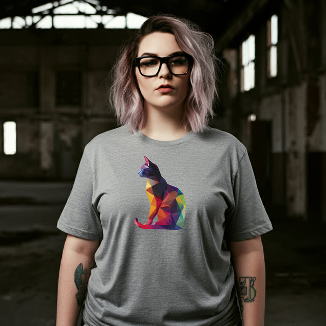 Geometric Rainbow Cat T-shirt, Pride Shirt, Cat Lover Top