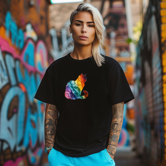 Rainbow Cat T-shirt,Pride Shirt,Cat Lover Top,Rainbow Animals,LGBTQ+ Tee,Queer,Gay,Lesbian,Bisexual,Trans,BGLT,LBGT,Feline,Kitten,Kitty