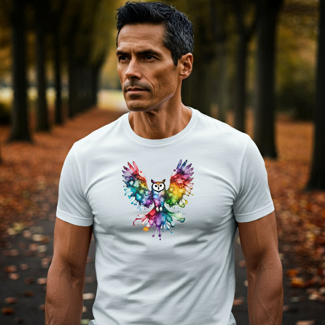 Rainbow Owl Alcohol Ink T-shirt, Pride Shirt,Bird Lover T shirt, LGBTQ+, BGLT, Avian