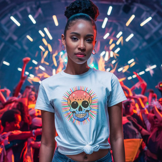 Rainbow Skull T-shirt, Halloween Pride, Skeleton
