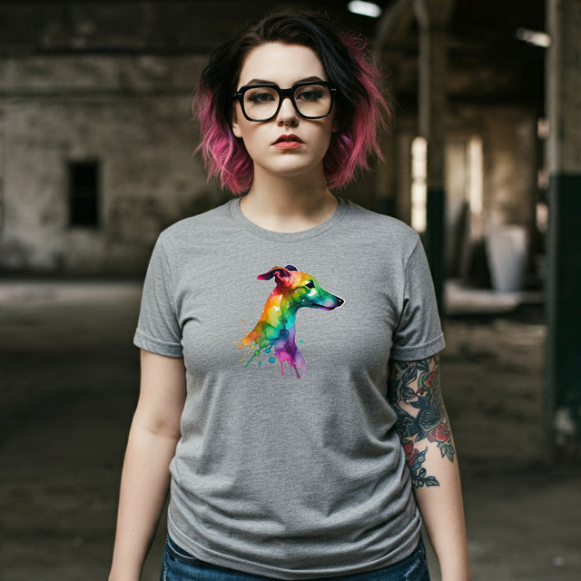 Rainbow Whippet Head T-shirt,Pride Shirt,Dog Lover Top,Rainbow Animals,LGBTQ+ Tee, Whippet owner, Whippet gift