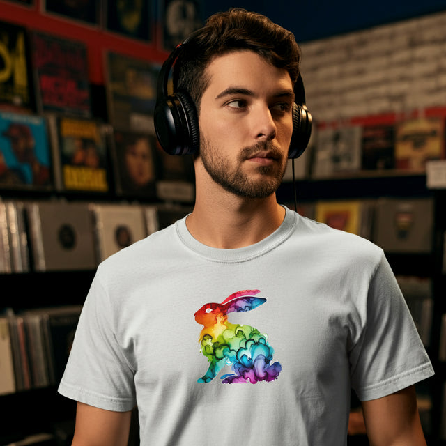 Rainbow Rabbit Alcohol Ink T-shirt, Bunny Shirt,Hare,Pride Shirt,Animal Lover T shirt, LGBTQ+, BGLT