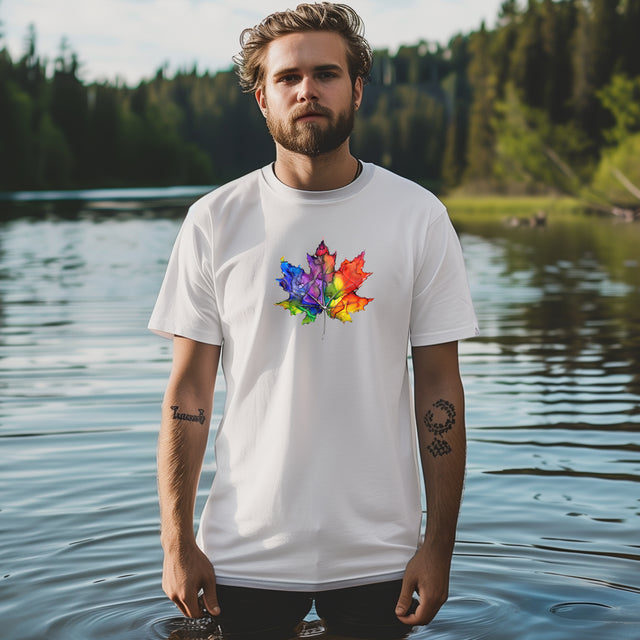 Rainbow Maple Leaf T-shirt, Pride Shirt, Canadian Pride Tee