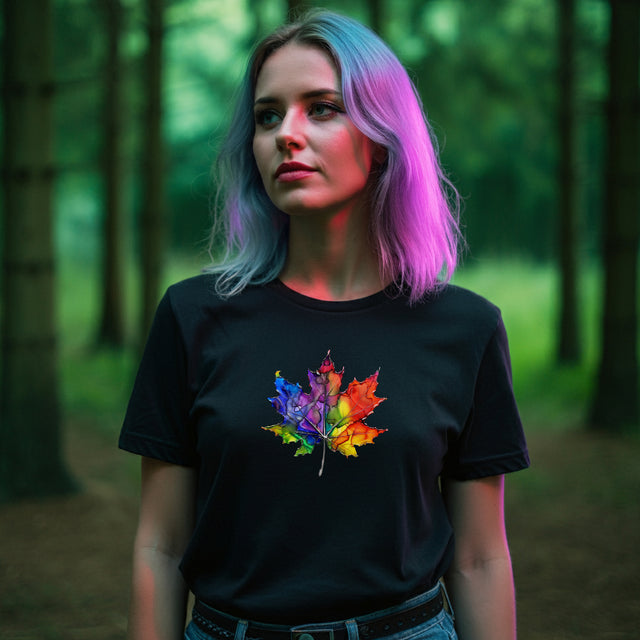 Rainbow Maple Leaf T-shirt, Pride Shirt, Canadian Pride Tee