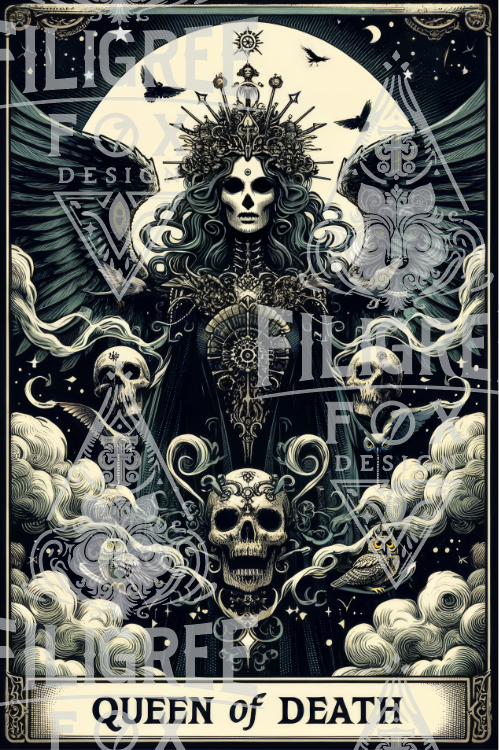 Queen of Death,Tarot card mug,Tarot Reader Gift,Witchy Mug,Mystical Cards Cup,Celestial Astrology,Tarot Lover Gift,Goth Mug,Gothic Art