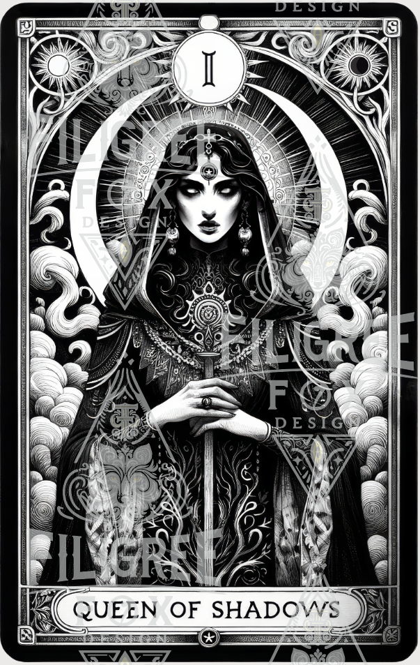 Queen of Shadows Tarot card mug,Mothers Day Gift,Tarot Reader Gift,Witchy Cup,Mystical Cards Mug,Celestial Astrology,Goth gift,Gothic Art