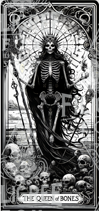 Queen of Bones,Tarot Card Mug,Creepy Cup,Goth Mom Gift,Halloween Cup,Goth Mug,Horror Fan,Trick Or Treat,Spooky Gift,Gothic Art,Skeleton Mug