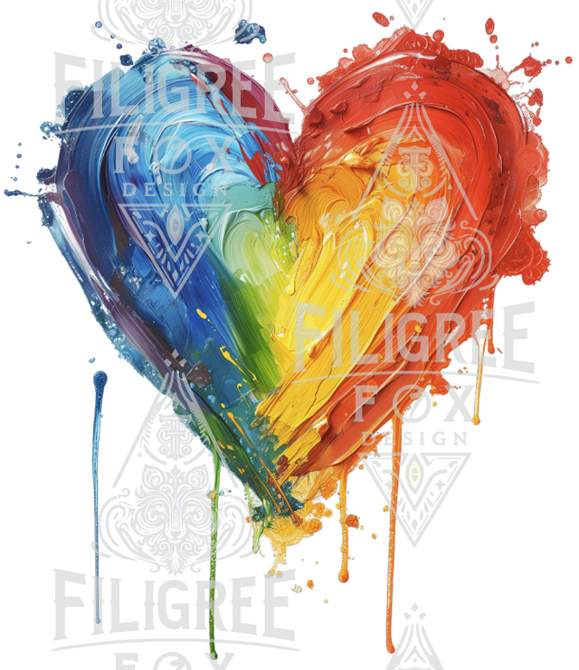 Painted Rainbow Heart T-shirt,Pride Shirt, Gay Pride T shirt, LGBTQ+ Ally Tee, Queer