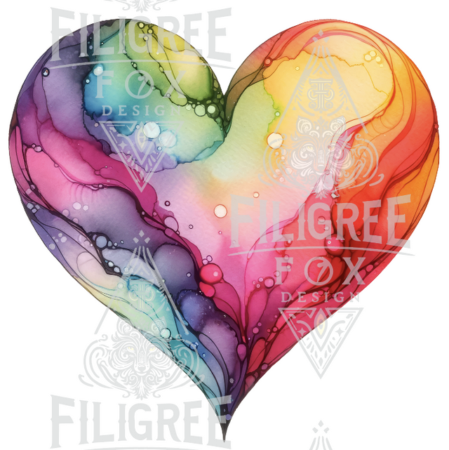 Rainbow Heart Alcohol Ink,Pride Heart Shirt, Rainbow Heart T-shirt, LGBTQ+ Tee, Queer