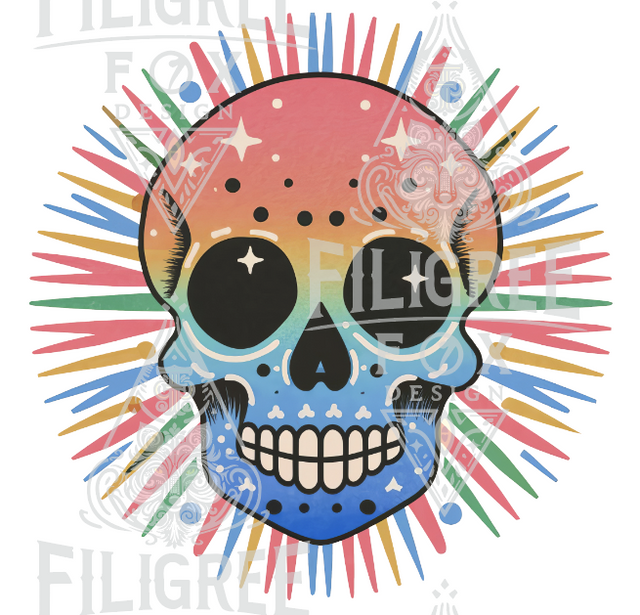 Rainbow Skull T-shirt, Halloween Pride, Skeleton