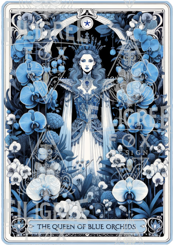 Queen of Blue Orchids,Tarot card shirt,Mother's Day Gift,Tarot Reader Gift,Asian Queen Shirt,Mystical Cards Tee,Astrology Tee,Gift for her