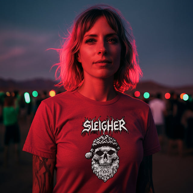 Sleigher Santa Skull T-shirt, Christmas Shirt