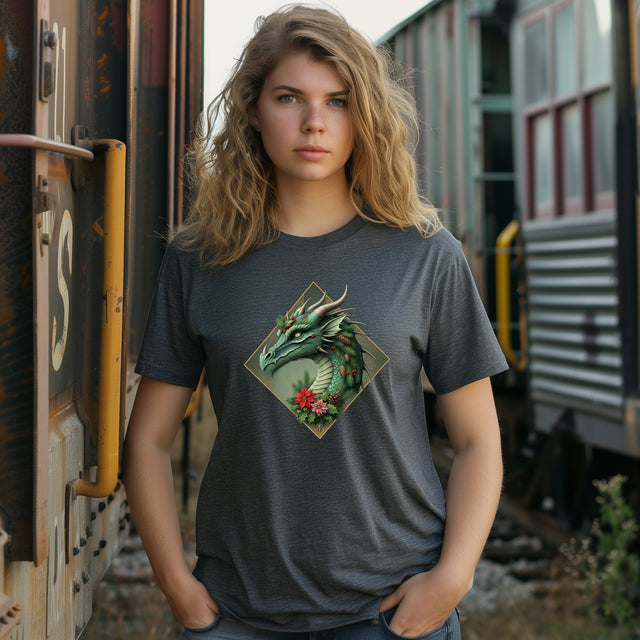 Christmas Green Dragon T-shirt, Yuletide Shirt