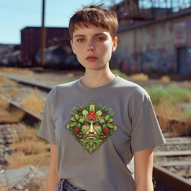 Christmas Green Man Diamond T-shirt, Yuletide Shirt