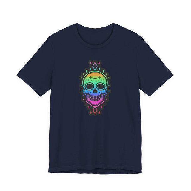 Rainbow Skull with Stars T-shirt, Pride Shirt, LGBT Skull, LGBTQ+ Ally Tee, Gay, Lesbian, Bisexual, Trans, Queer, Halloween Pride, Skeleton