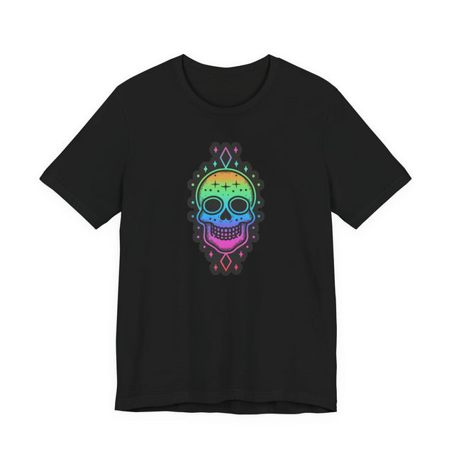 Rainbow Skull with Stars T-shirt, Pride Shirt, LGBT Skull, LGBTQ+ Ally Tee, Gay, Lesbian, Bisexual, Trans, Queer, Halloween Pride, Skeleton