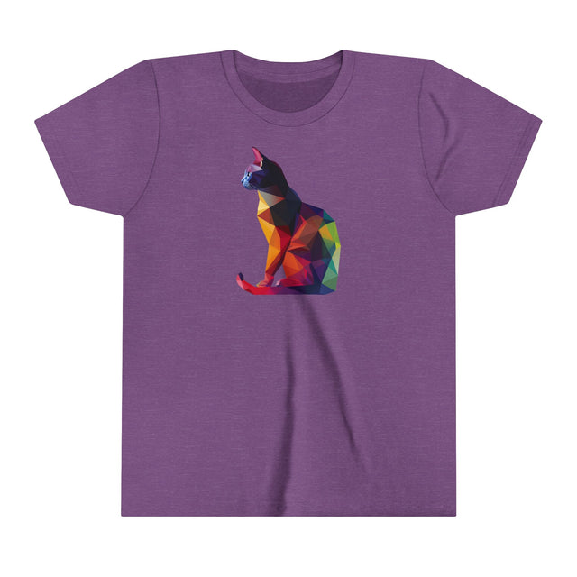 Geometric Rainbow Cat T-shirt,Pride Shirt,Cat Lover Top,Rainbow Animals,LGBTQ+ Tee,Queer,Gay,Lesbian,Bisexual,Trans,Feline,Kitten,Kitty,Youth Size