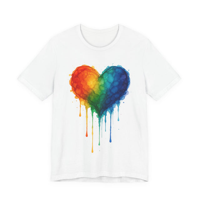 Watercolor Rainbow Heart Drip T-shirt, Pride Shirt, Gay Pride T shirt, LGBTQ+ Ally Tee, Queer, Artsy