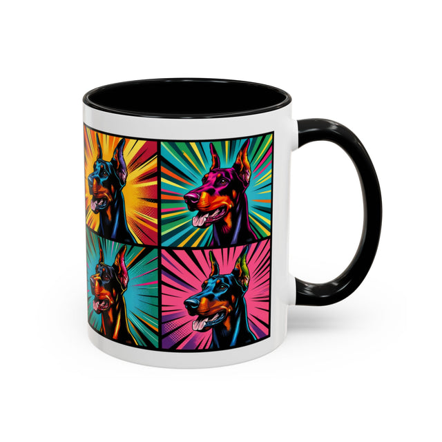 Doberman Pinschers Coffee Cup,4-Panel Pop Art Mug