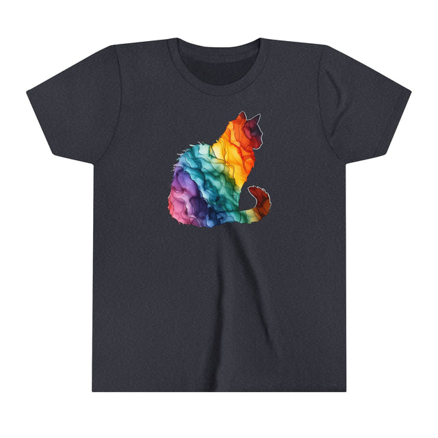 Rainbow Cat T-shirt,Pride Shirt,Cat Lover Top,Rainbow Animals,LGBTQ+ Tee,Queer,Gay,Lesbian,Bisexual,Trans,Feline,Kitten,Kitty,Youth Size