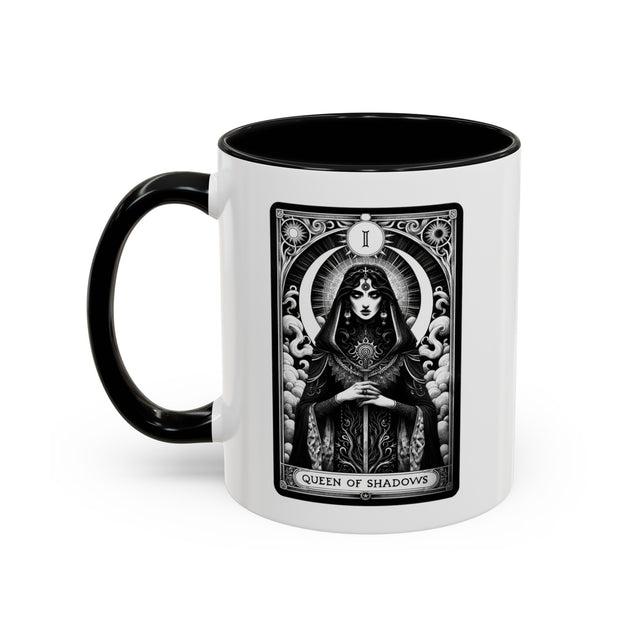 Queen of Shadows Tarot card mug,Mothers Day Gift,Tarot Reader Gift,Witchy Cup,Mystical Cards Mug,Celestial Astrology,Goth gift,Gothic Art