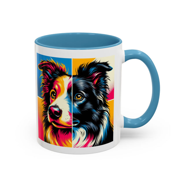 Border Collies Coffee Cup,4-Panel Pop Art Mug,Border Collie Lover,Border Collie Mom,Border Collie Dad,Dog Lover Gift,Border Collie Gift