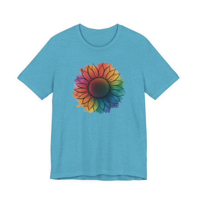Rainbow Sunflower Watercolor T-shirt, Pride Shirt, Gardening Tee, Nature Lover, LGBTQ, Gardener, Rainbow Flower, Queer, Florist