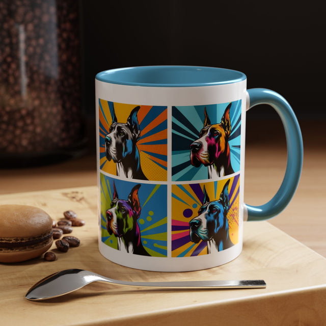 Great Danes Coffee Cup,4-Panel Pop Art Mug,Great Dane Lover,Great Dane Mom,Great Dane Dad,Dog Lover Gift,Great Dane Gift