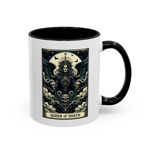 Queen of Death,Tarot card mug,Tarot Reader Gift,Witchy Mug,Mystical Cards Cup,Celestial Astrology,Tarot Lover Gift,Goth Mug,Gothic Art