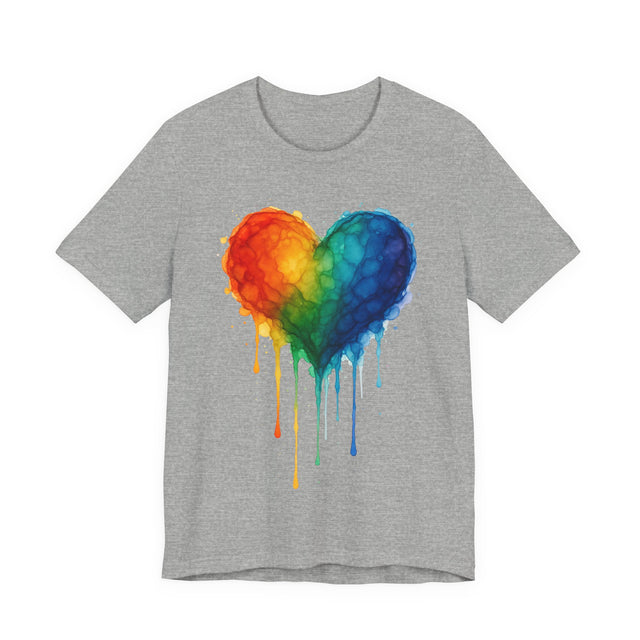 Watercolor Rainbow Heart Drip T-shirt, Pride Shirt, Gay Pride T shirt, LGBTQ+ Ally Tee, Queer, Artsy