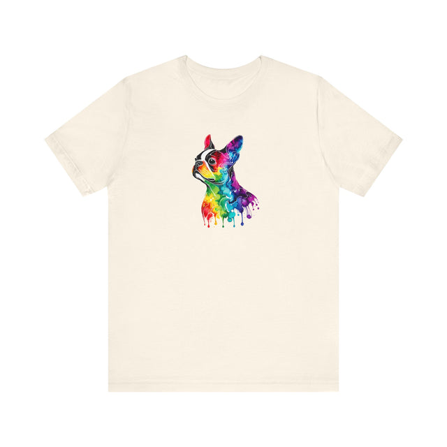 Rainbow Boston Terrier Head T-shirt,Pride Shirt,Dog Lover Top,Rainbow Animals,LGBTQ+ Tee, Boston Terrier Owner