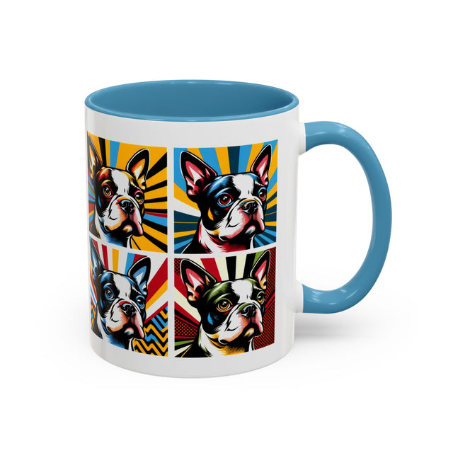 Boston Terrier Coffee Cup,4-Panel Pop Art Mug,Boston Terrier Lover,Boston Terrier Mom