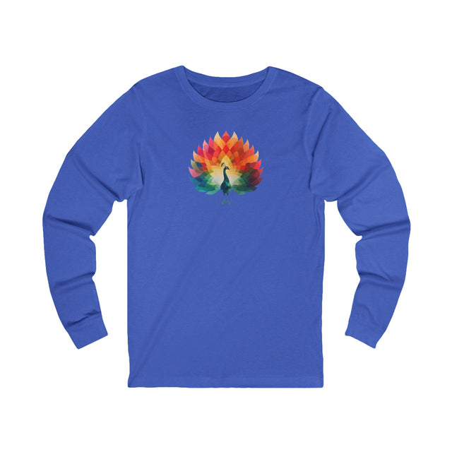 Rainbow Peacock long sleeve T-shirt,Pride Shirt, Pride Parade Top, Rainbow Animals,LGBTQ+ Tee, Nonbinary, Gay, Lesbian, Bisexual, Trans, BGLT, LBGT, Enby, Pansexual,Unisex Jersey Long Sleeve Tee