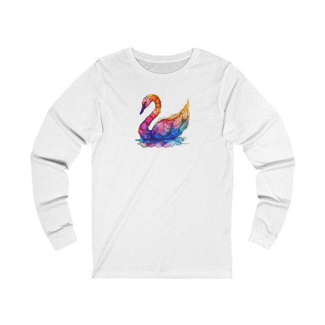 Rainbow Swan Long Sleeve T-shirt,Pride Shirt,Queer Top,Rainbow Animals,LGBTQ+ Tee,Bird Lover Gift