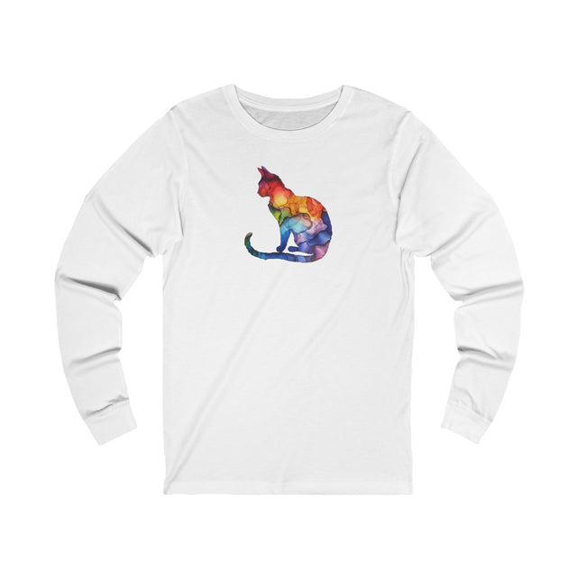 Rainbow Cat Long Sleeve T-shirt,Pride Shirt,Queer Top,Rainbow Animals,LGBTQ+ Tee,Cat Lover Gift,Gay,Lesbian,Bisexual,Trans,Feline,Kitten,Kitty