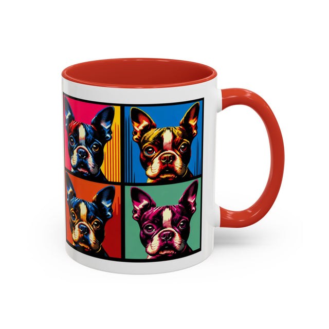 Boston Terrier Coffee Cup,4-Panel Pop Art Mug,Boston Terrier Lover,Boston Terrier Mom,Roundhead Dad,Dog Lover Gift,Boston Terrier Gift