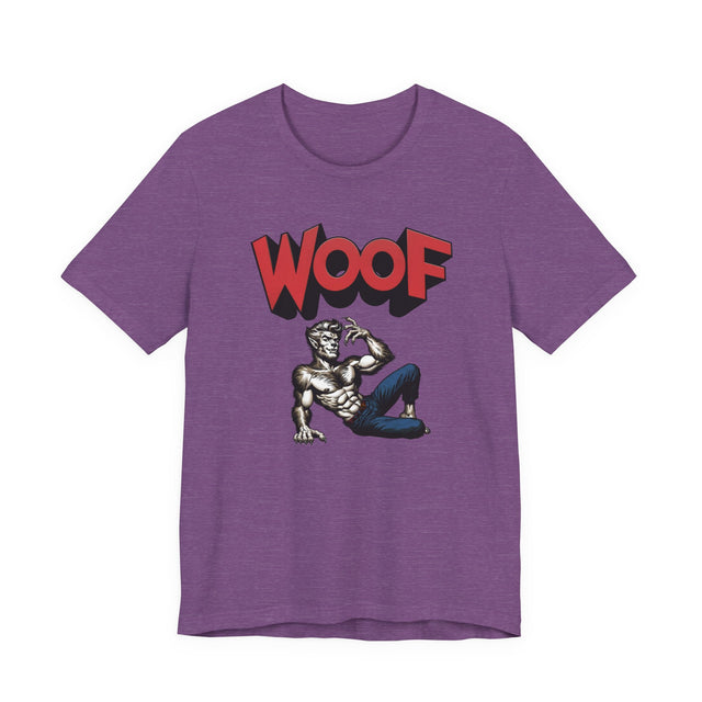 Werewolf Woof T-shirt, Halloween Shirt, Trick-or-Treat Tee, Wolfman, Lycanthrope, Male Pin-up, Queer, Monster Tee, WOOF, Horror,