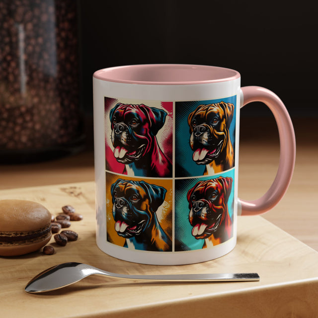 Boxers Coffee Cup,4-Panel Pop Art Mug,Boxer Lover,Boxer Mom,Boxer Dad,Dog Lover Gift,Boxer Gift