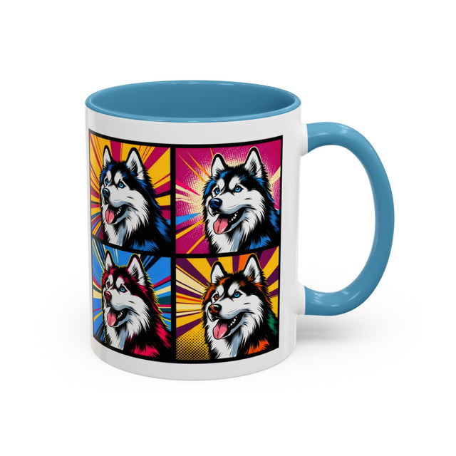 Siberian Huskies Coffee Cup,4-Panel Pop Art Mug,Husky Lover,Husky Mom,Sibe Dad,Dog Lover Gift,Siberian Husky Gift