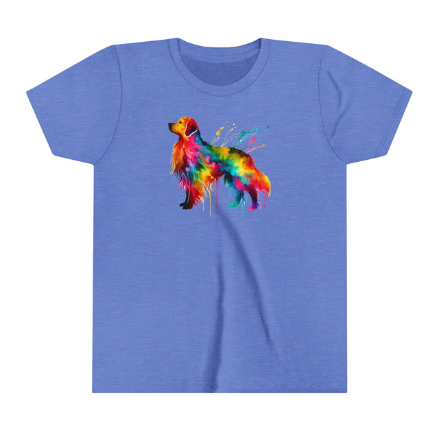 Rainbow Golden Retriever T-shirt,Pride Shirt,Dog Lover Top,Rainbow Animals,LGBTQ+ Tee,Golden Owner,Youth Size