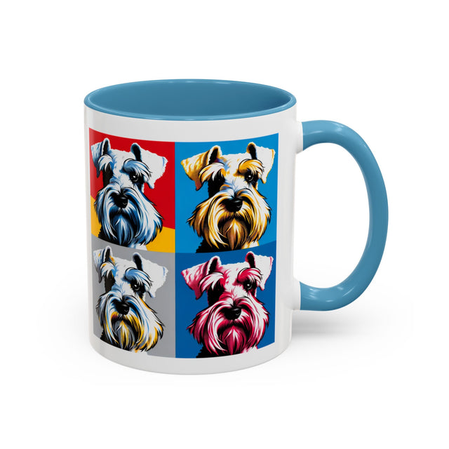 White Miniature Schnauzer Coffee Cup,4-Panel Pop Art Mug,Miniature Schnauzer Lover,Mini Schnauzer Mom,Mini Schnauzer Dad,Dog Lover Gift