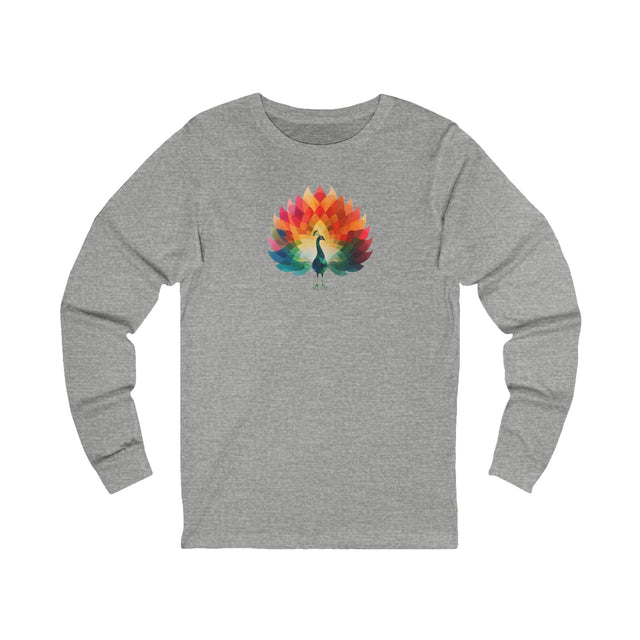 Rainbow Peacock long sleeve T-shirt,Pride Shirt, Pride Parade Top, Rainbow Animals,LGBTQ+ Tee, Nonbinary, Gay, Lesbian, Bisexual, Trans, BGLT, LBGT, Enby, Pansexual,Unisex Jersey Long Sleeve Tee