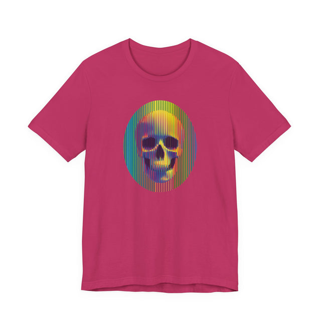 Rainbow Op Art Skull T-shirt, Neon Goth Shirt, Pride Parade Tee