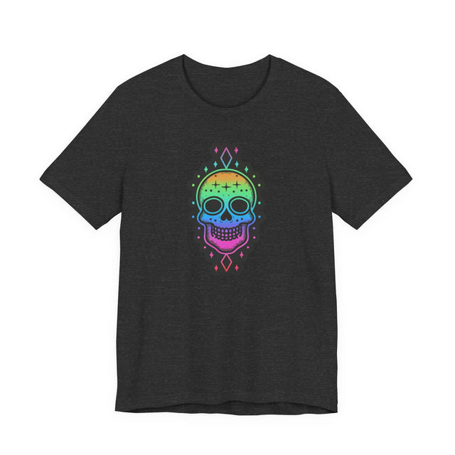Rainbow Skull with Stars T-shirt, Pride Shirt, LGBT Skull, LGBTQ+ Ally Tee, Gay, Lesbian, Bisexual, Trans, Queer, Halloween Pride, Skeleton