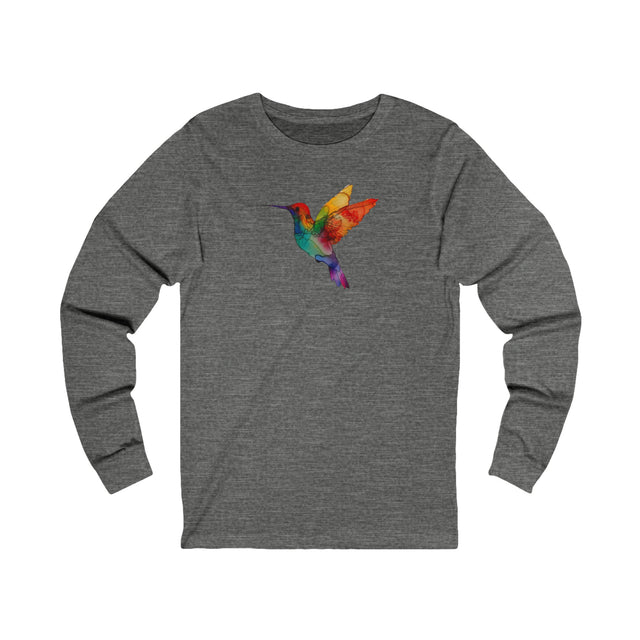 Rainbow Hummingbird Long Sleeve T-shirt,Pride Shirt,Queer Top,Rainbow Animals,LGBTQ+ Tee,Bird Lover Gift,Gay,Lesbian,Bisexual,Trans
