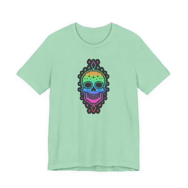 Rainbow Skull with Stars T-shirt, Pride Shirt, LGBT Skull, LGBTQ+ Ally Tee, Gay, Lesbian, Bisexual, Trans, Queer, Halloween Pride, Skeleton