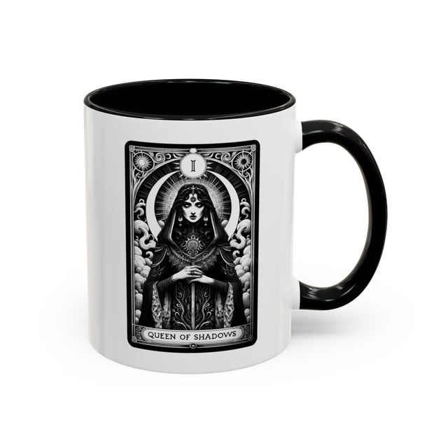 Queen of Shadows Tarot card mug,Mothers Day Gift,Tarot Reader Gift,Witchy Cup,Mystical Cards Mug,Celestial Astrology,Goth gift,Gothic Art