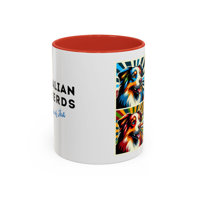 Australian Shepherds Coffee Cup,4-Panel Pop Art Mug,Australian Shepherd Lover,Aussie Shepherd Mom,Aussie Dad,Dog Lover Gift,Aussie Shepherd Gift