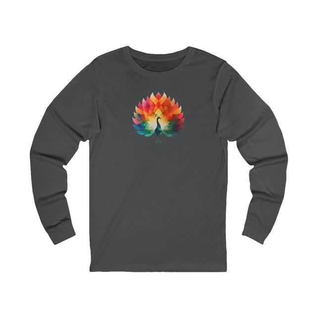 Rainbow Peacock long sleeve T-shirt,Pride Shirt, Pride Parade Top, Rainbow Animals,LGBTQ+ Tee, Nonbinary, Gay, Lesbian, Bisexual, Trans, BGLT, LBGT, Enby, Pansexual,Unisex Jersey Long Sleeve Tee